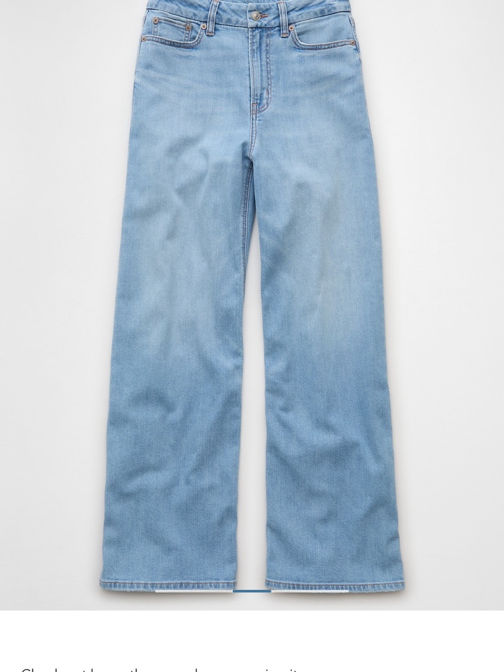 AE Dreamy Drape Curvy High Baggy Wide Jeans In Light Bright Indigo In Size 000